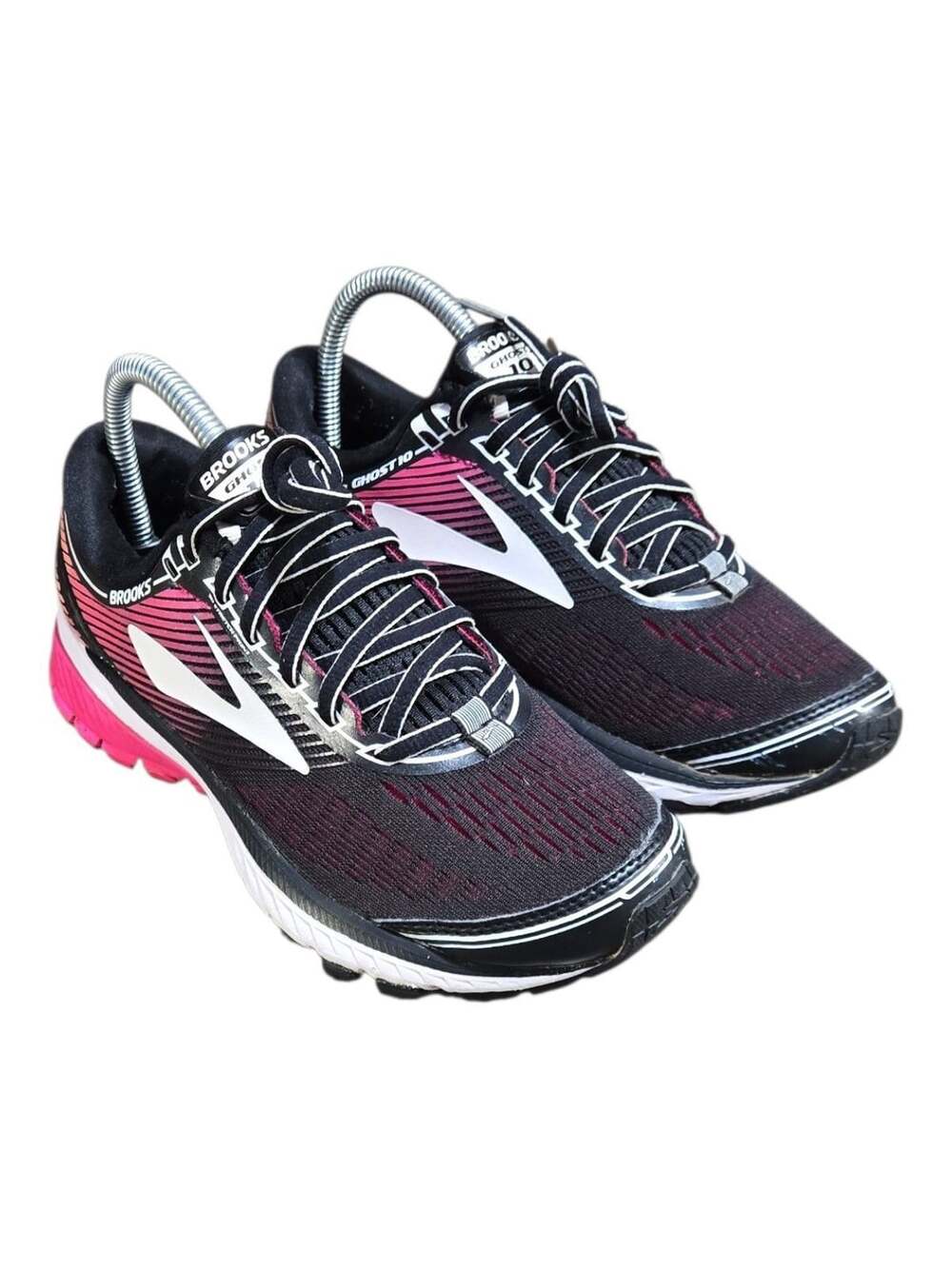 Brooks Ghost 10  Women's Running Shoes Black Pink White Size 8